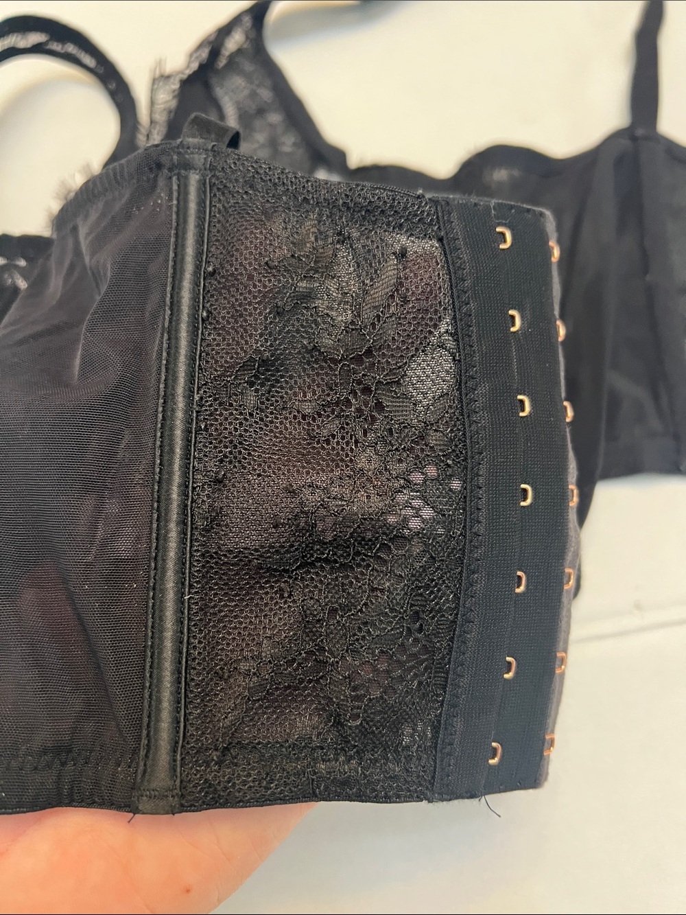 VICTORIA’S SECRET BLACK DREAM ANGELS UNLINED LACE UP CORSET BRA TOP M/DD - Picture 11 of 14